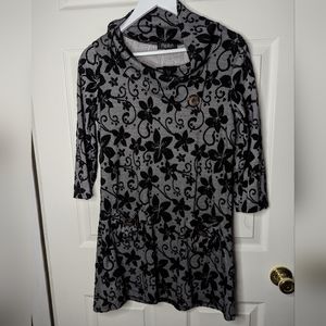 Papillon cowl neck grey & black tunic dress size medium